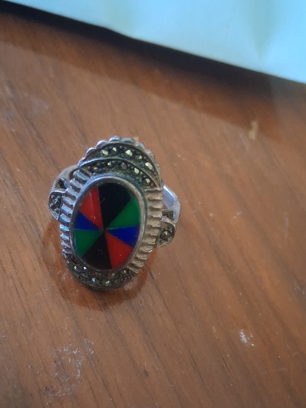 Sterling silver southwest design Oval Statement Ring - Women Jewelry